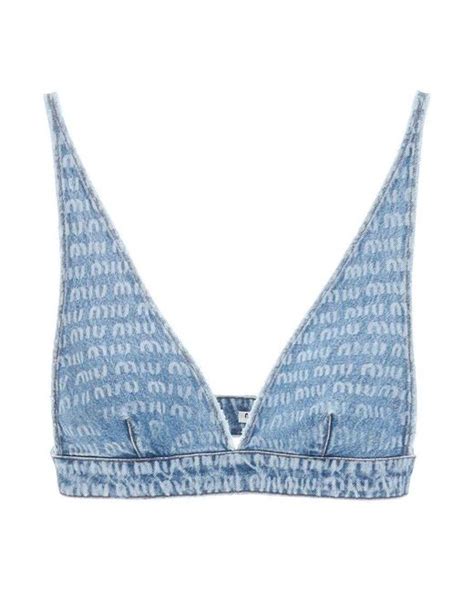 miu miu bralette|White/blue Cotton Bralette .